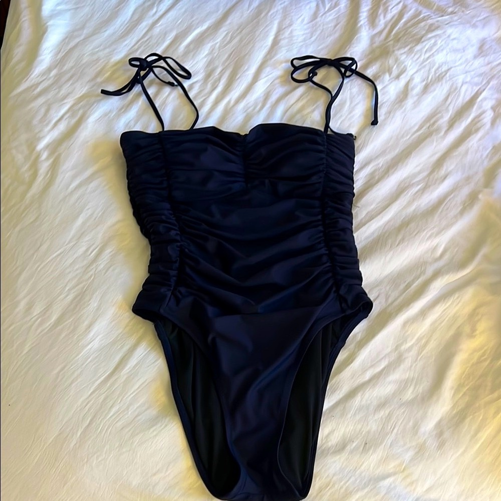 Jcrew ruched dark navy one piece
